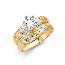 Load image into Gallery viewer, 14K Two Tone 4mm CZ Wedding Trio Ladies Wedding Ring--Wedding Band and Engagement Rings are sold Separately