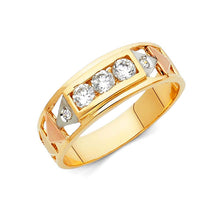 Load image into Gallery viewer, 14K Tri Color Gold 6mm CZ Men&#39;s Band