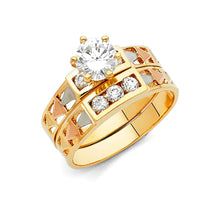 Load image into Gallery viewer, 14K Tri Color Gold 4mm CZ Ladies Wedding Ring--Wedding Band and Engagement Rings are sold Separately