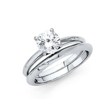 Load image into Gallery viewer, 14K White Gold Polished Clear CZ Engagement Ring - silverdepot