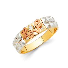 Load image into Gallery viewer, 14K Tri Color Gold 6mm CZ Men&#39;s Band