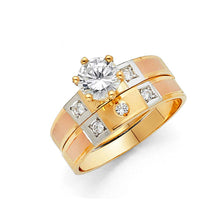 Load image into Gallery viewer, 14K Tri Color Gold 4mm CZ Ladies Wedding Ring--Wedding Band and Engagement Rings are sold Separately