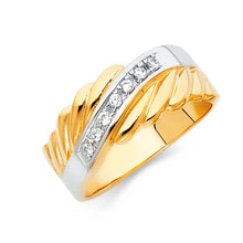 Load image into Gallery viewer, 14K Two Tone 8mm CZ Wedding Trio Mens Band Sets