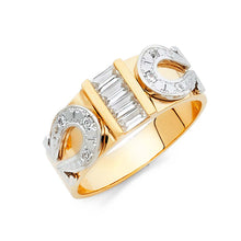 Load image into Gallery viewer, 14K Two Tone 8mm CZ Wedding Trio Mens Band Sets