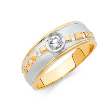 Load image into Gallery viewer, 14K Two Tone 8mm CZ Wedding Trio Mens Band Sets