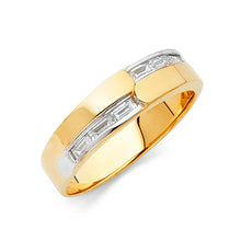 Load image into Gallery viewer, 14K Two Tone 6mm CZ Wedding Trio Mens Band Sets