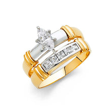Load image into Gallery viewer, 14K Two Tone 3mm CZ Wedding Engagement Ring--Wedding Band and Engagement Rings are sold Separately
