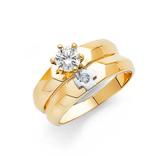 Load image into Gallery viewer, 14K Yellow Gold 4mm CZ Wedding Trio Ladies Wedding Ring--Wedding Band and Engagement Rings are sold Separately