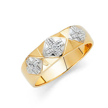 Load image into Gallery viewer, 14K Two Tone 7mm CZ Wedding Trio Mens Wedding Band Sets