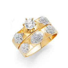 Load image into Gallery viewer, 14K Two Tone 4mm CZ Wedding Trio Ladies Wedding Ring--Wedding Band and Engagement Rings are sold Separately
