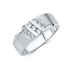 Load image into Gallery viewer, 14K White Gold 8mm CZ Wedding Trio Mens Wedding Band Sets