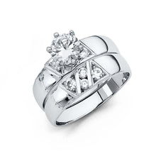 Load image into Gallery viewer, 14K White Gold 4mm CZ Wedding Trio Ladies Wedding Ring--Wedding Band and Engagement Rings are sold Separately