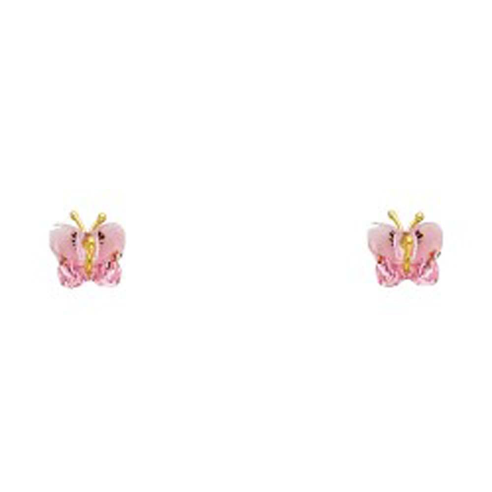 14K Yellow Gold CZ Stud Earrings