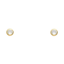 Load image into Gallery viewer, 14K 4MM Round CZ Stud Earrings SOLITAIRE D/C SCREW Stud Earrings