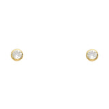 14K 4MM Round CZ Stud Earrings SOLITAIRE D/C SCREW Stud Earrings