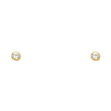 14K 3MM Round CZ Stud Earrings SOLITAIRE D/C SCREW Stud Earrings