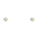 14K 4MM Rainbow CRYSTAL BALL SCREW Stud Earrings