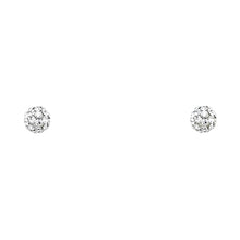 Load image into Gallery viewer, 14K 4MM WHITE CRYSTAL BALL SCREW Stud Earrings