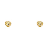 14K Yellow CZ HEART STUD With SCREW BACK Earrings