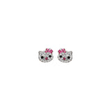14K Yellow Gold Cat Stud CZ Earrings