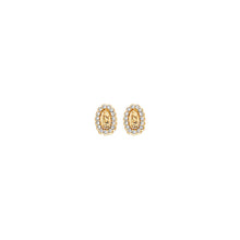 Load image into Gallery viewer, 14K Yellow Gold Religious Guadalupe Stud CZ Earrings