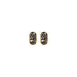 14K Yellow Gold Religious Stud CZ Earrings