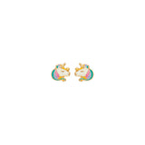 14K Yellow Gold Unicorn Head Stud Earrings