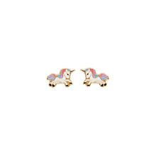 Load image into Gallery viewer, 14K Yellow Gold Unicorn Stud Earrings