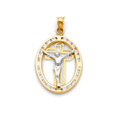 Load image into Gallery viewer, 14K Yellow Gold Guadalupe CZ Religious Pendant