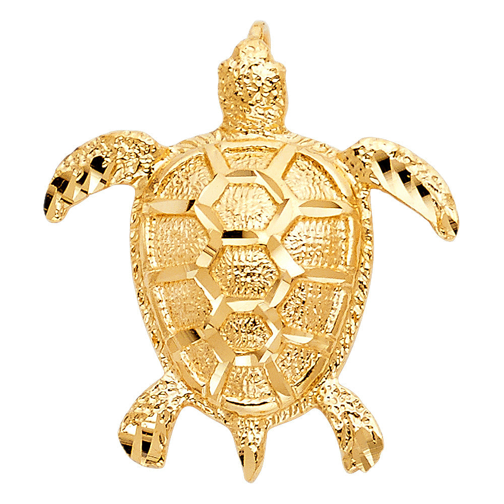 14K Yellow Gold 28mm Turtle Pendant