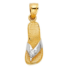 Load image into Gallery viewer, 14K Two Tone 6mm CZ Sandal Pendant