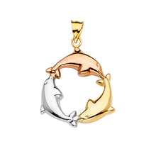 Load image into Gallery viewer, 14K Tri Color 24mm Dolphin Pendant
