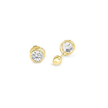 Load image into Gallery viewer, 14K Yellow Gold Round Bezel Clear CZ Screw Back Stud Earrings