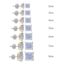 Load image into Gallery viewer, 14K Yellow Gold Square Silicone Backing CZ Stud Earrings