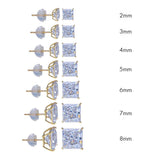 (PACK OF 6)14K Yellow Gold Square Silicone Backing CZ Stud Earrings