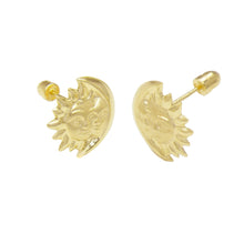 Load image into Gallery viewer, 14K Yellow Gold Gold Moon And Sun With Screw Back Stud Earrings