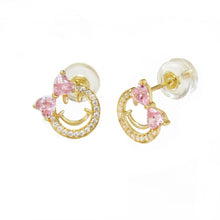 Load image into Gallery viewer, 14K Yellow Gold Smile Emoji Girl With Silicone Back Stud Earrings