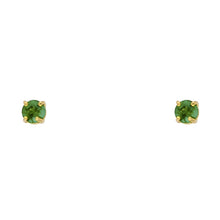 Load image into Gallery viewer, 14k Yellow Gold 5mm Round CZ Basket Solitaire Birth Stone Stud Earrings