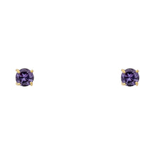 Load image into Gallery viewer, 14k Yellow Gold 5mm Round CZ Basket Solitaire Birth Stone Stud Earrings