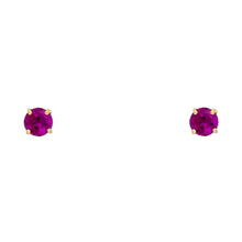 Load image into Gallery viewer, 14k Yellow Gold 4mm Round CZ Basket Solitaire Birth Stone Stud Earrings