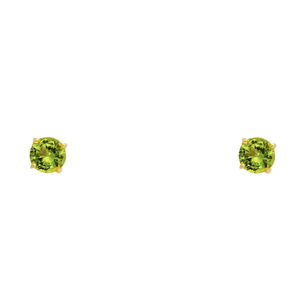 14k Yellow Gold 3mm Round CZ Basket Setting Solitaire Birthstone Stud Earrings