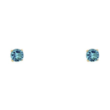 Load image into Gallery viewer, 14k Yellow Gold 5mm Round CZ Basket Solitaire Birth Stone Stud Earrings